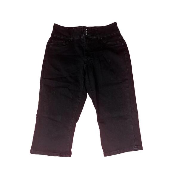 Faith Jeans Size 10 Hi-rise Capri Butt Lifter Black 30x16 Stretch Denim - Picture 1 of 7